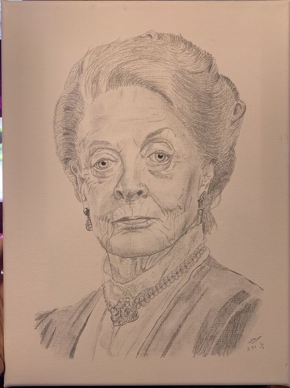 Maggie Smith, Portrait au crayon