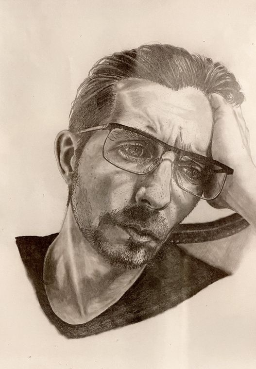 Autoportrait au crayon, Autoportrait